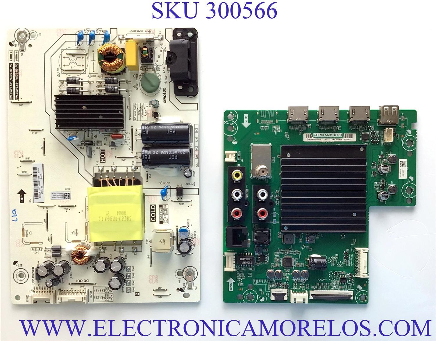 KIT DE TARJETAS PARA TV VIZIO SMART TV / MAIN 6M03M0003Z00R / TD.MT5691.U761 / A0003J00J / 2605K20A0 / FUENTE P500D104DB / PW.95W2.681_V505-H9_V3 / PW.95W2.681 / PANEL V500DJ6-D03 REV.CB / MODELOS V505-H19 / V505-H9 LIAIZB